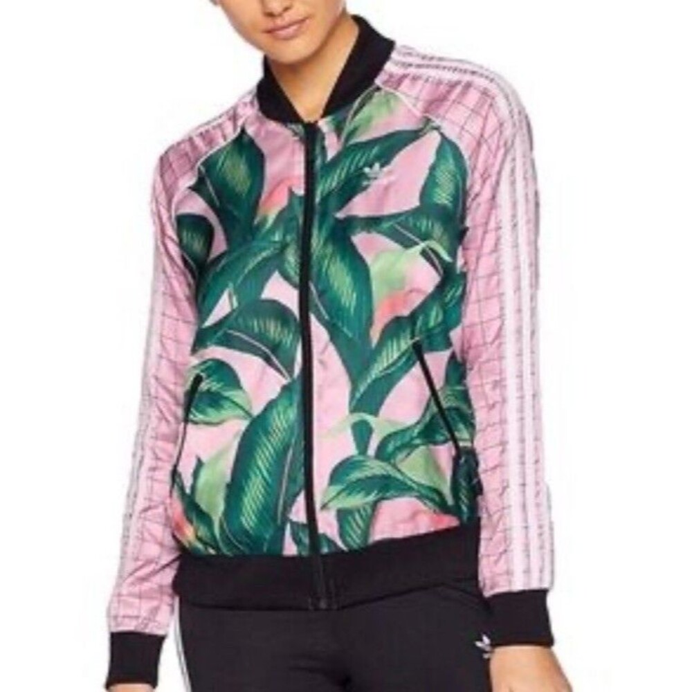 Adidas Originals X Farm Rio Pink & Green XS Zip Up Track Jacket Palm Sporty